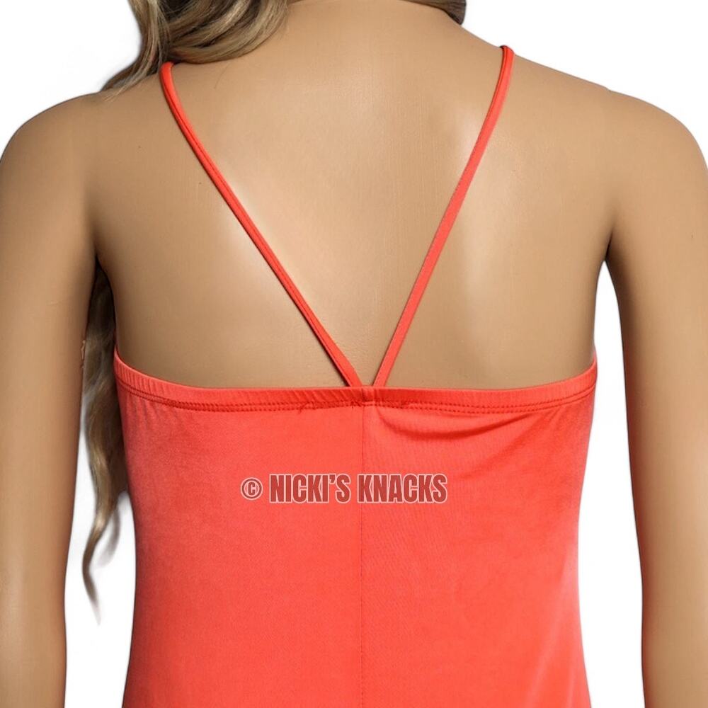 Sincerely Jules Neon Orange Cutout Jersey Knit Midi Dress Halter Size XL - Picture 6 of 10